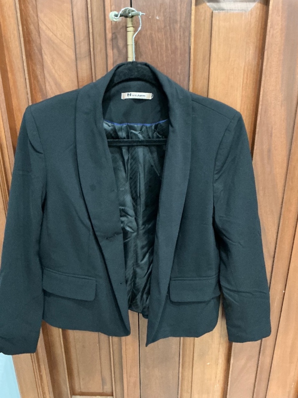 Nygard: Classic Black Shawl Collar Open Front Blazer